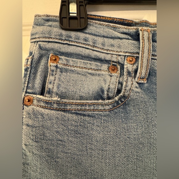 REDONE High Rise Stove Pipe Straight Leg Unfinished Hem Women’s Shorts Size 26 - Picture 14 of 15